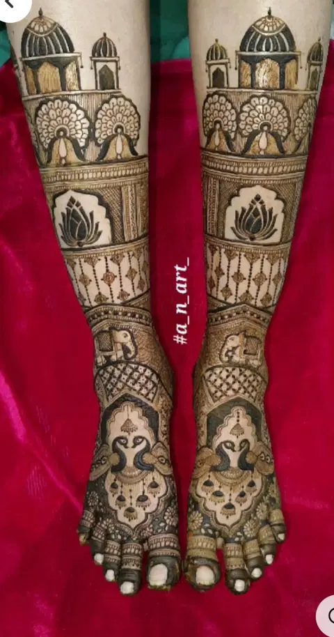 bridal indian figure foot mehndi design