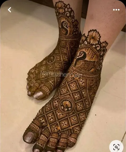 bridal royal figure foot mehndi design