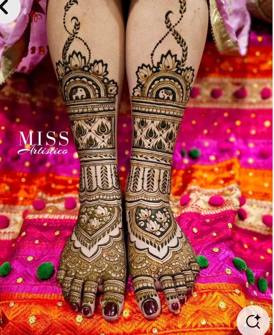 Bridal Royal Back Hand Mehndi Design with Hearts and Lotus