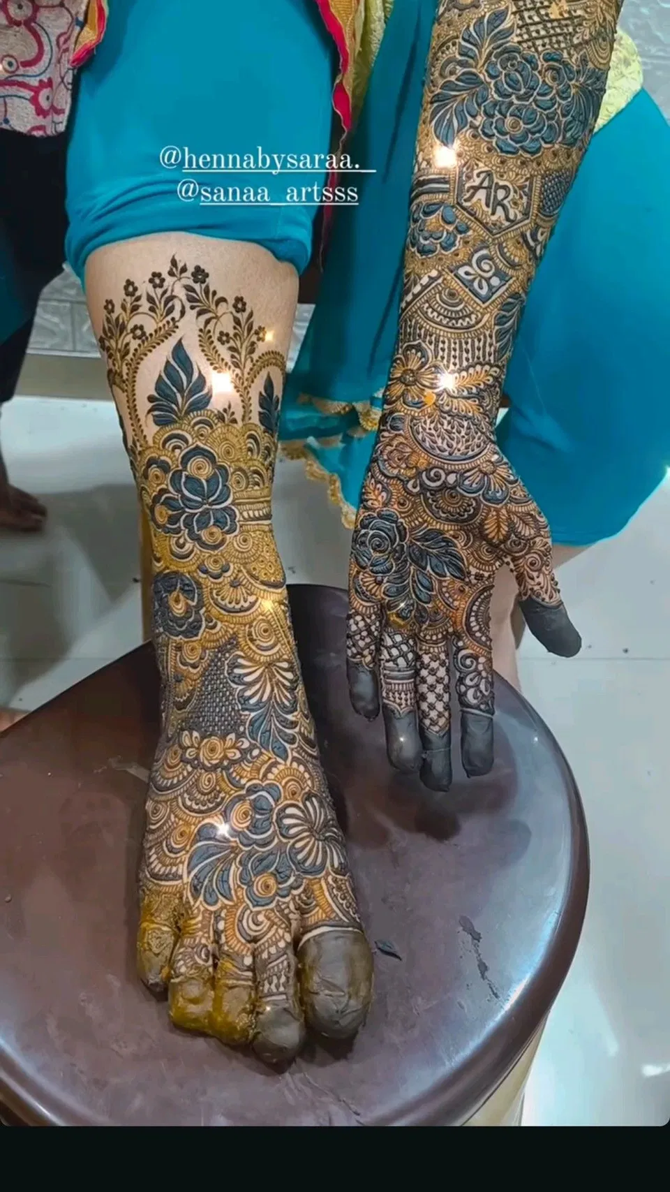Bridal Dubai Foot Mehndi Design with Figures