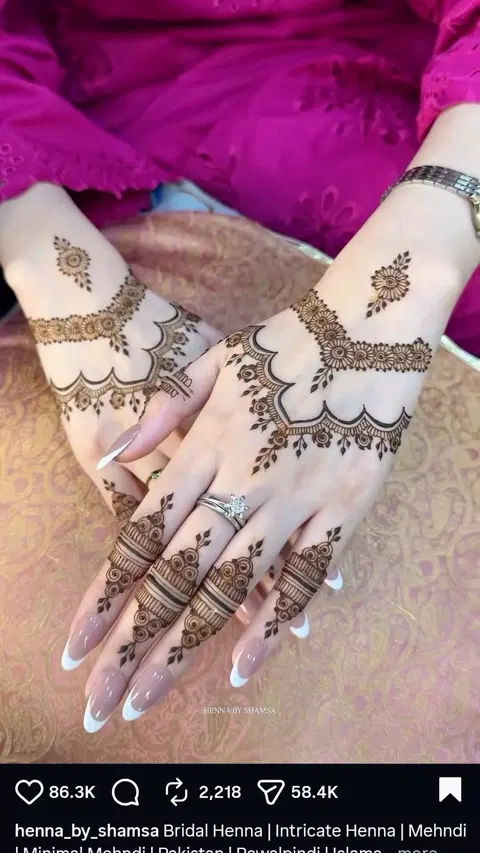 bridal royal bel back hand mehndi design