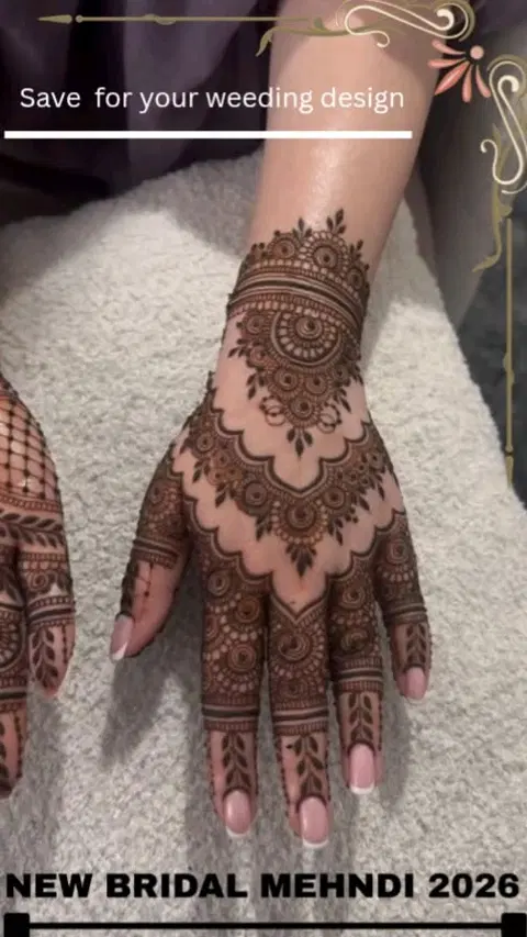 bridal pakistani lotus back hand mehndi design
