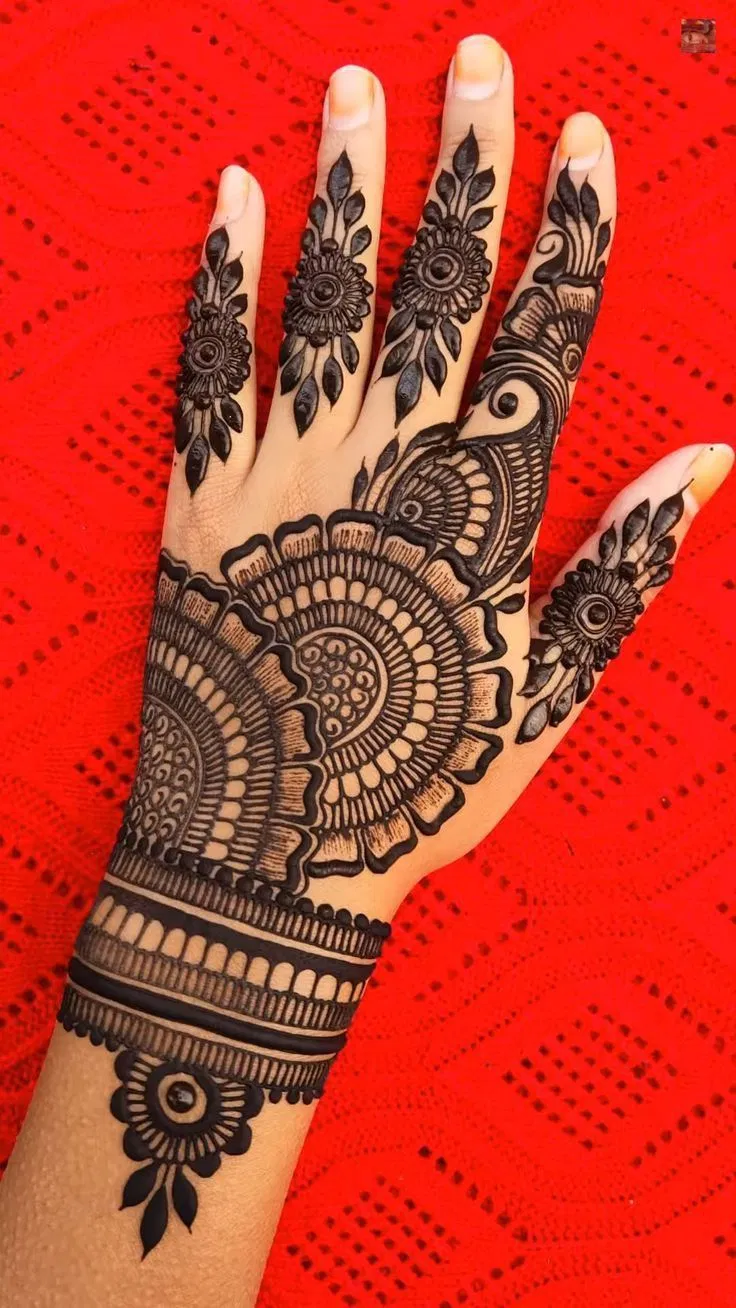Royal Simple Back Hand Mehndi Design with Bel