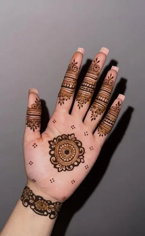 aesthetic arabic bel finger mehndi design