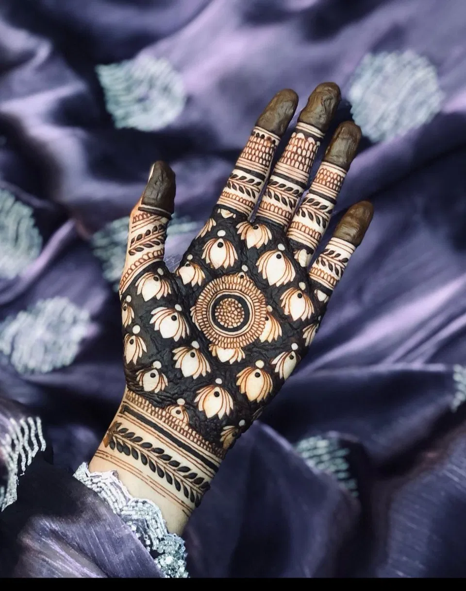 Royal Front Hand Mehndi Design with Lotus