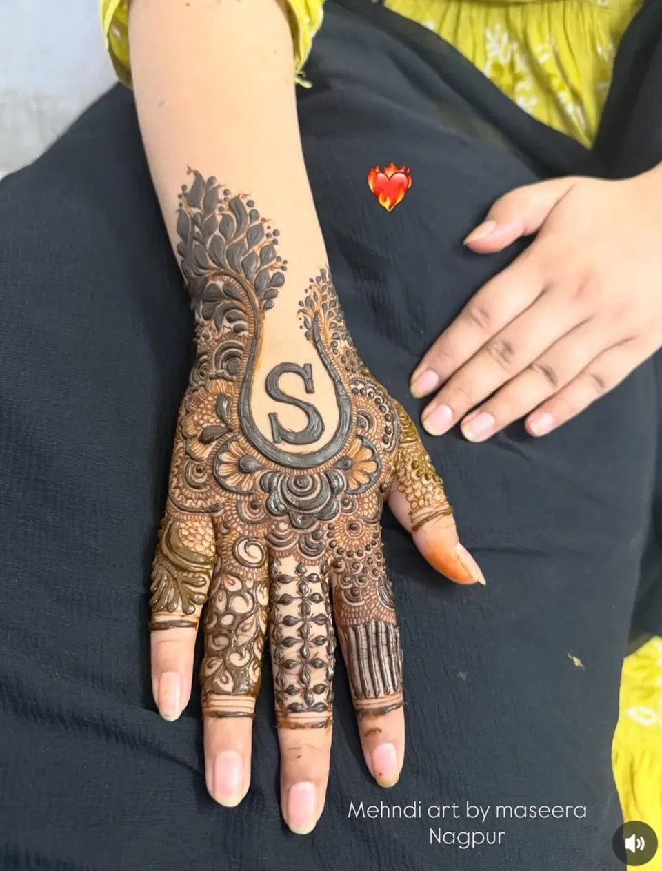 Stylish Back Hand Mehndi Design with Hidden Name