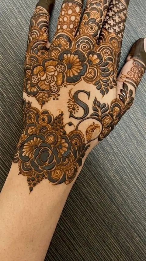 arabic bridal name arm mehndi design