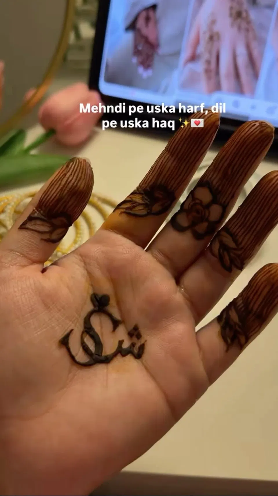 Aesthetic Simple Finger Mehndi Design with Hidden Name