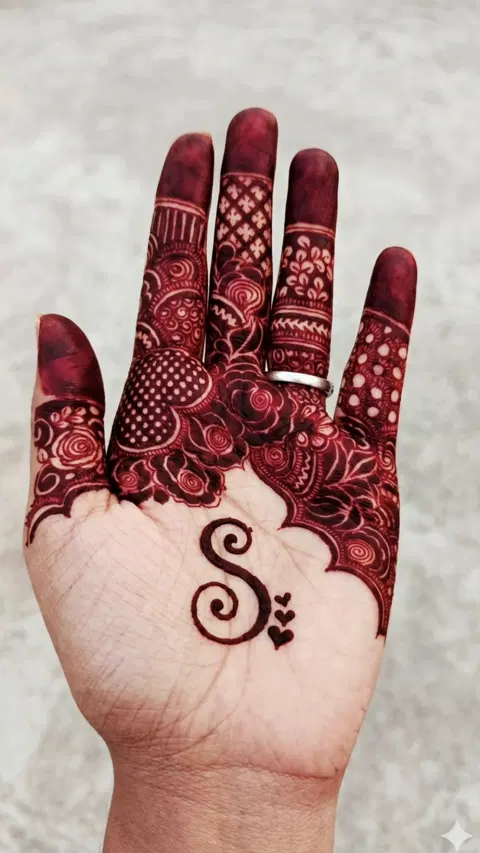 arabic bridal name front hand mehndi design