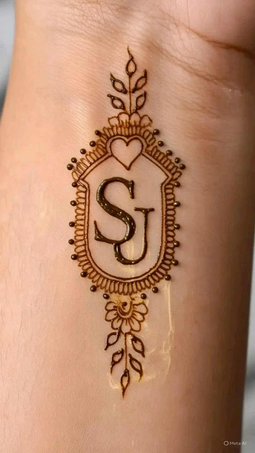 Stylish Front Hand Mehndi Design with Hidden Name (2)