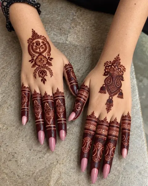 aesthetic royal flower back hand mehndi design