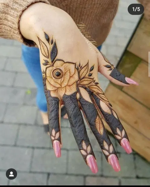 aesthetic arabic flower finger mehndi design