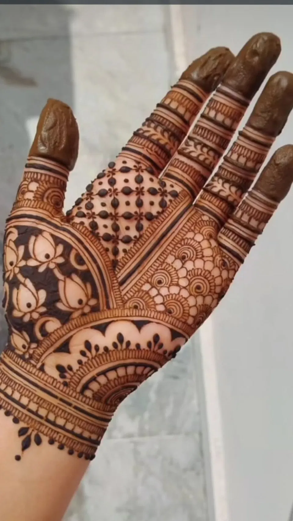 Aesthetic Arabic Front Hand Mehndi Design with Deity and Lotus