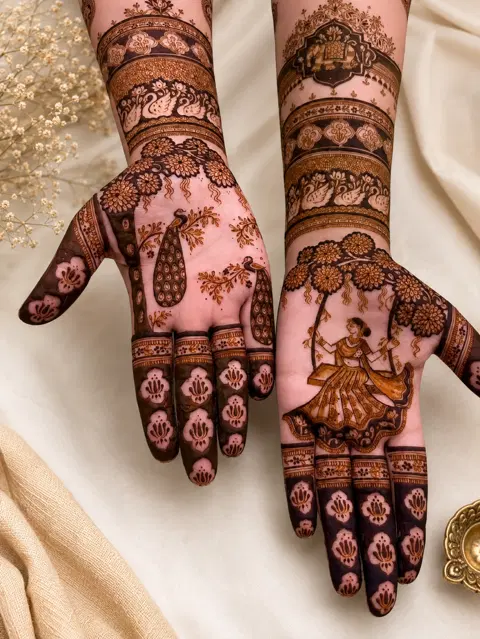 bridal pakistani circle front hand mehndi design
