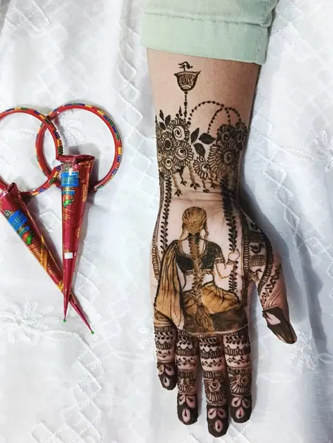 bridal royal figure full hand mehndi design