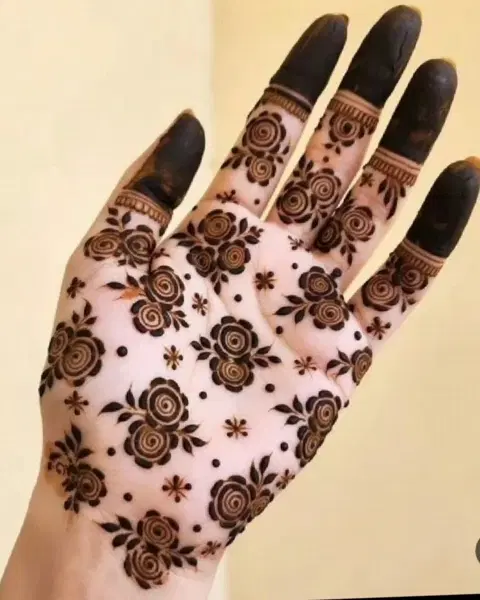 aesthetic arabic flower finger mehndi design