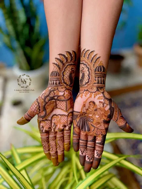 royal figure front hand mehndi design