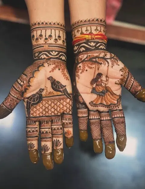 bridal indian figure front hand mehndi design