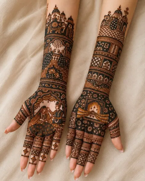 bridal indian figure full hand mehndi design