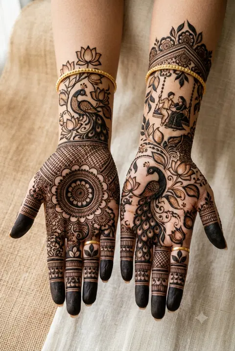 indian royal circle mehndi design