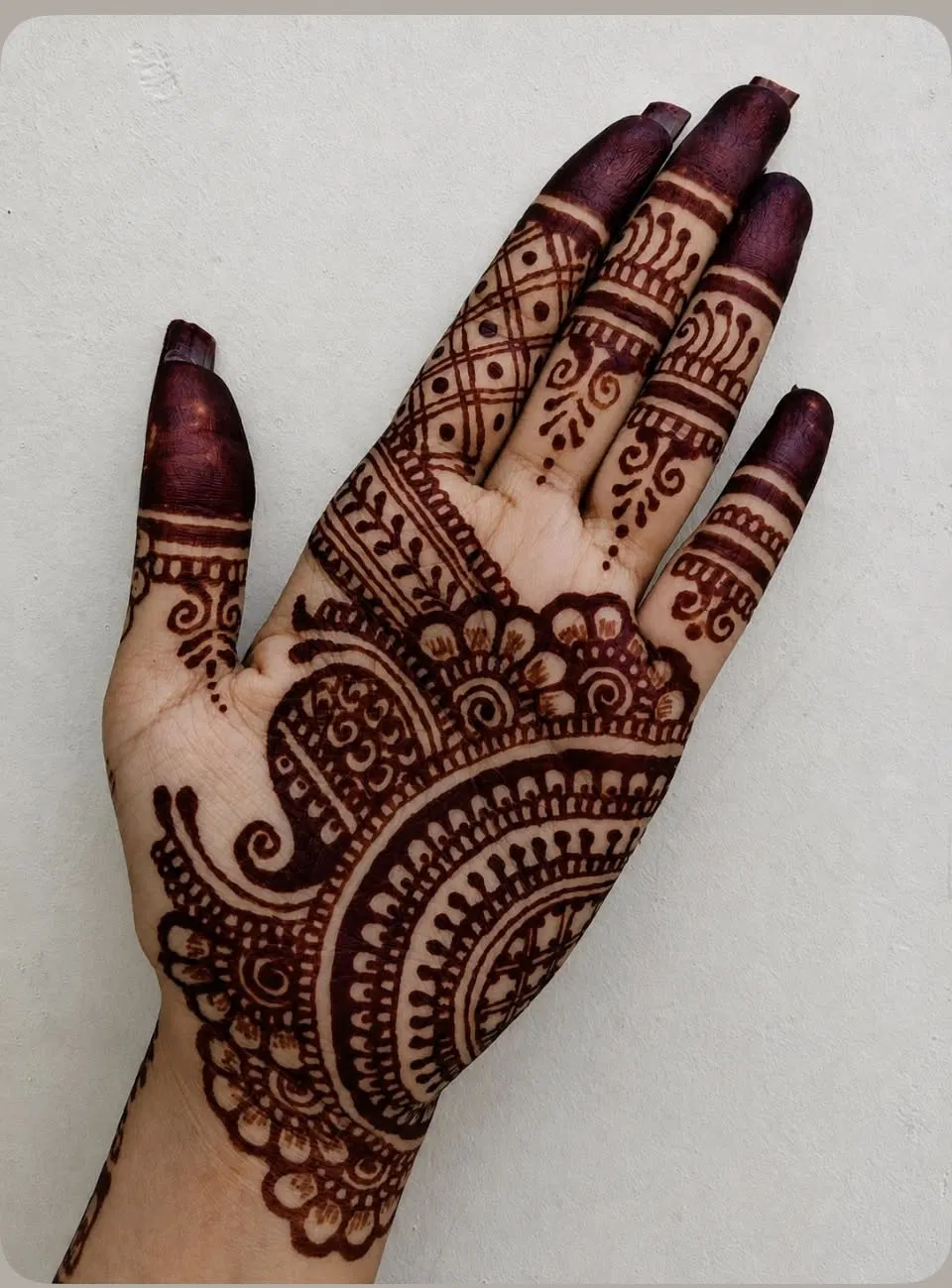 Arabic Bridal Front Hand Mehndi Design with Flowers and Lotus