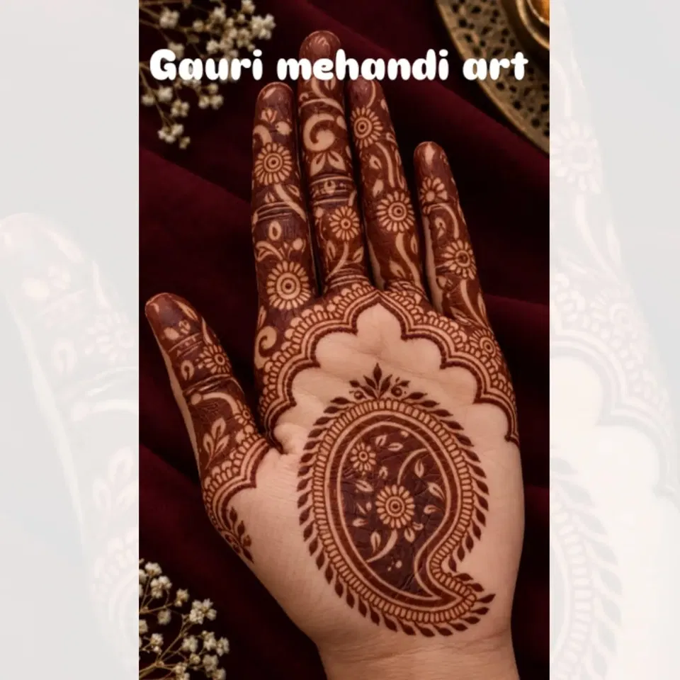 Simple Mehndi Design with Flowers for Raksha Bandhan