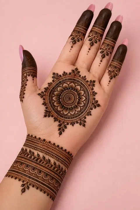 aesthetic arabic circle arm mehndi design