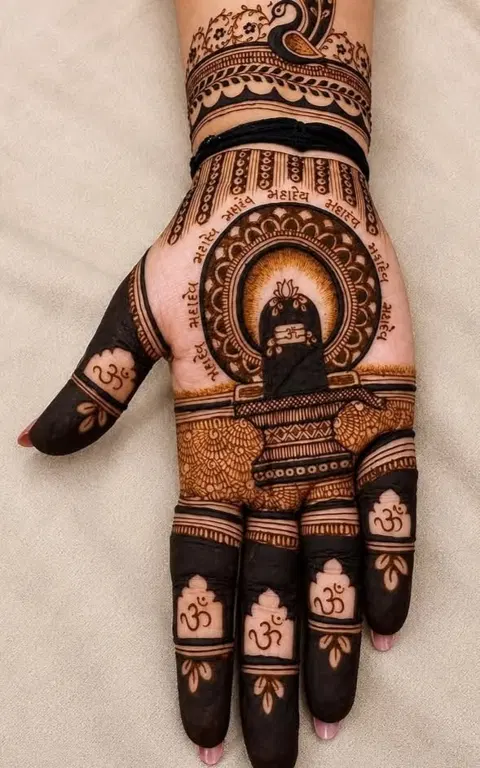 stylish deity front hand mehndi design