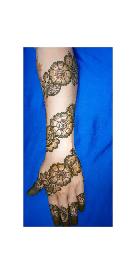 arabic stylish deity arm mehndi design