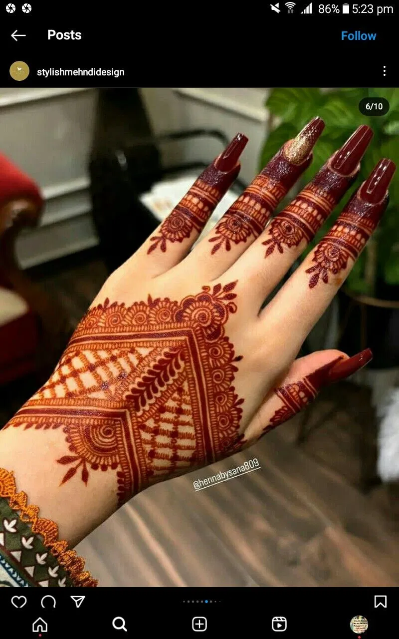 Bridal Simple Front Hand Mehndi Design with Bel