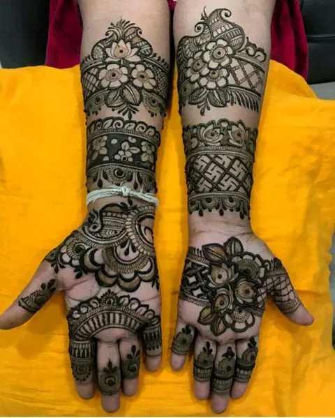 arabic stylish figure full hand mehndi design