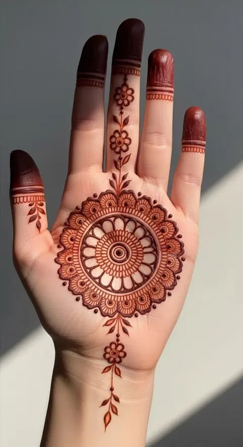 aesthetic arabic circle finger mehndi design
