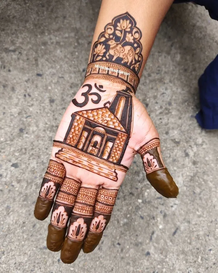Bridal Stylish Front Hand Mehndi Design for Sawan (2)