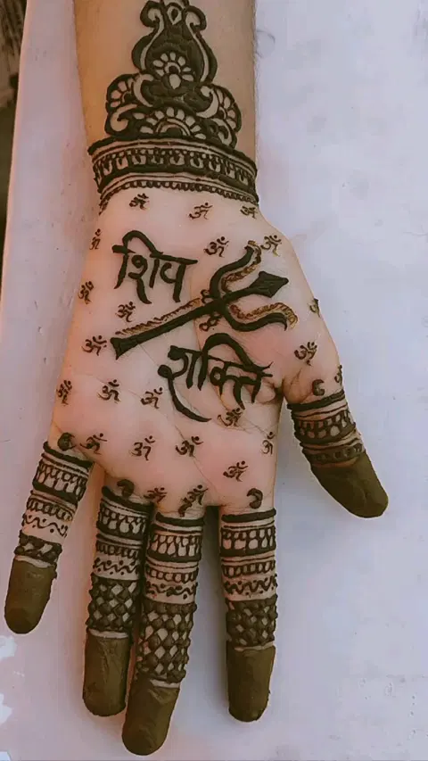 indian simple deity back hand mehndi design