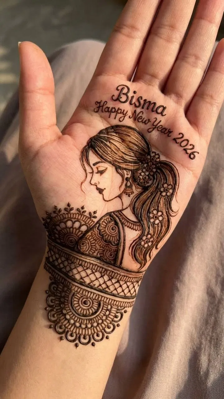 Bridal Simple Finger Mehndi Design with Gol Tikki and Figures for Shivratri (3)