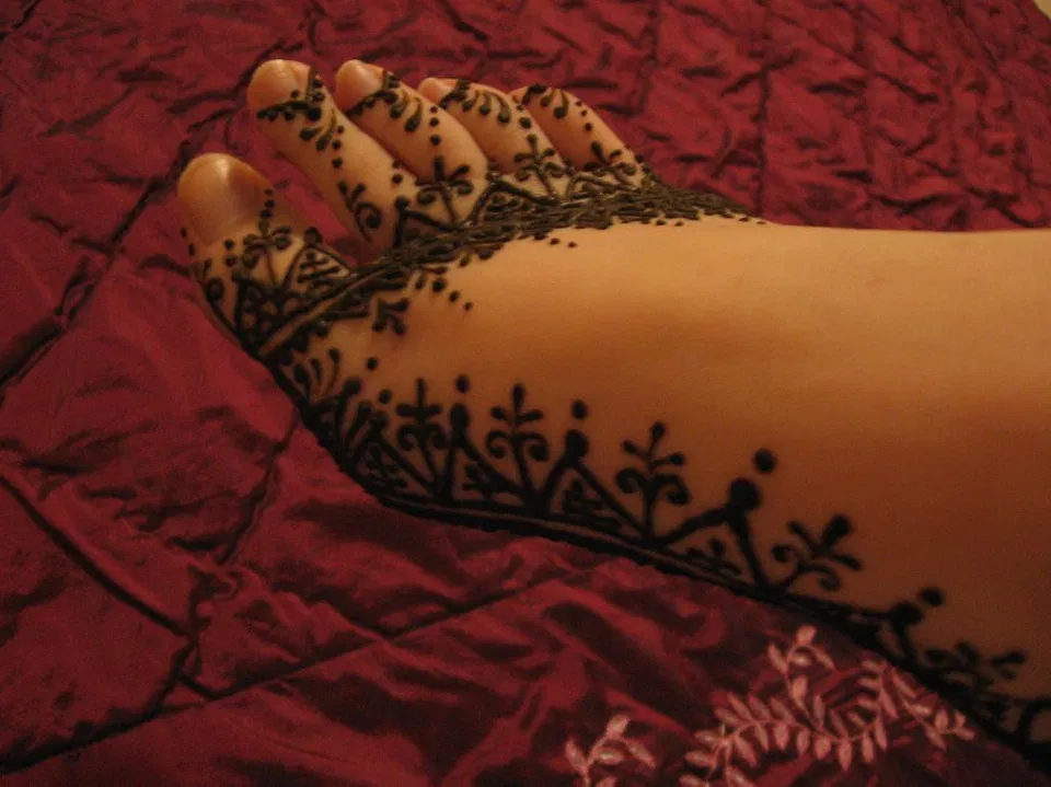 Simple Back Hand Mehndi Design with Hearts