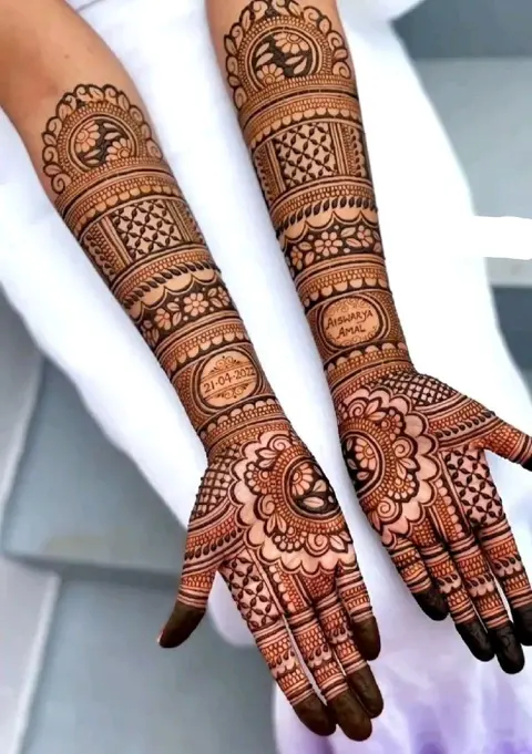 aesthetic bridal figure arm mehndi design