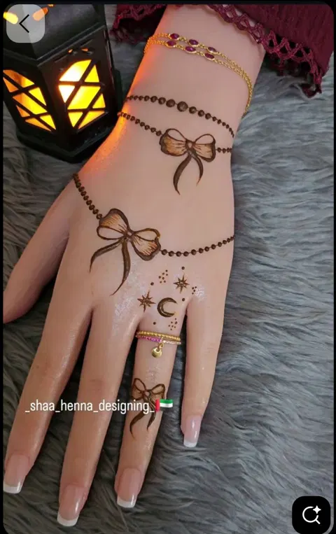 arabic simple moon back hand mehndi design