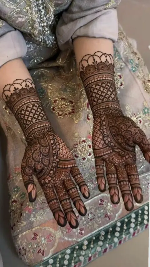 bridal indian deity arm mehndi design