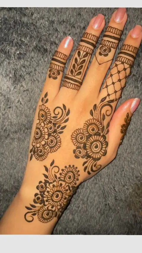aesthetic arabic bel back hand mehndi design