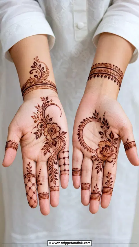 indian simple flower front hand mehndi design