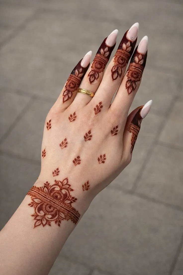 Aesthetic Arabic Back Hand Mehndi Design with Moon