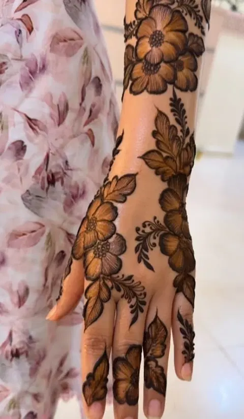 arabic dubai flower arm mehndi design
