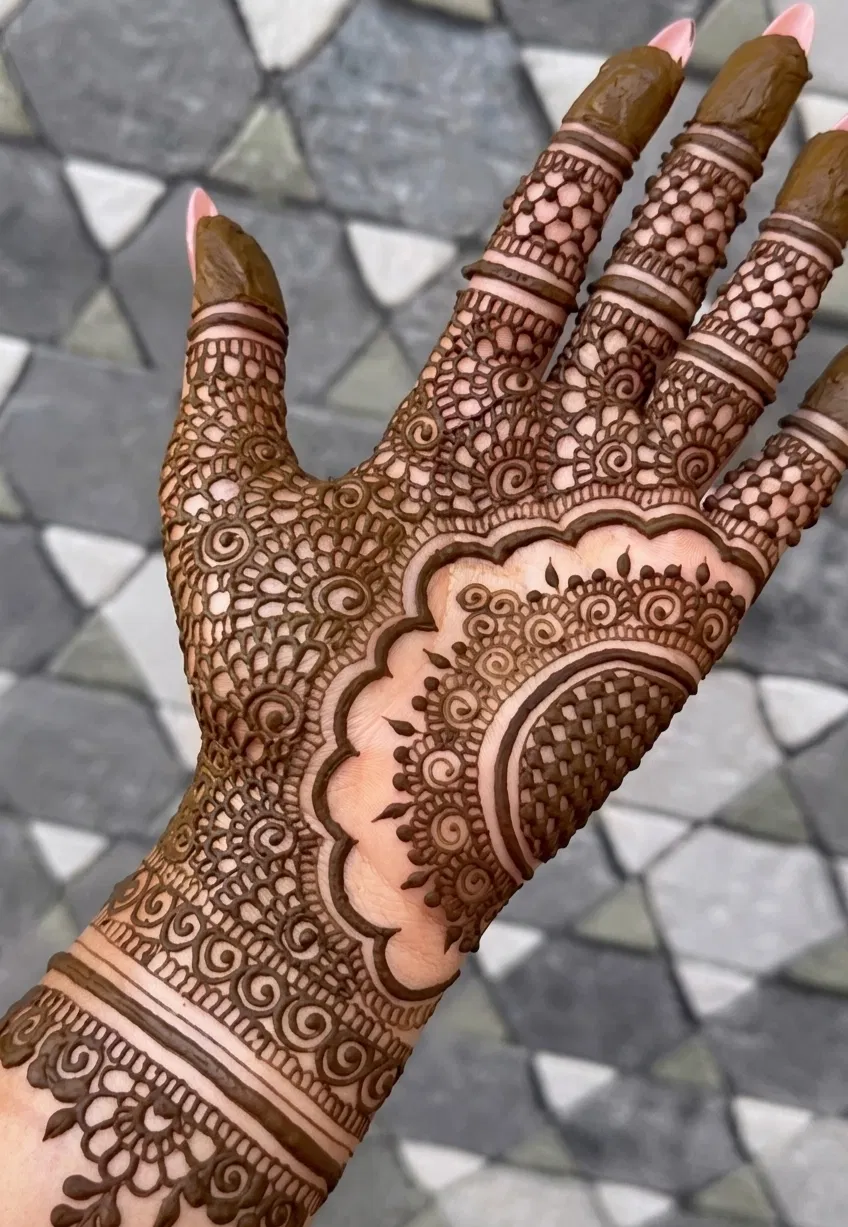 Arabic Royal Front Hand Mehndi Design for Diwali
