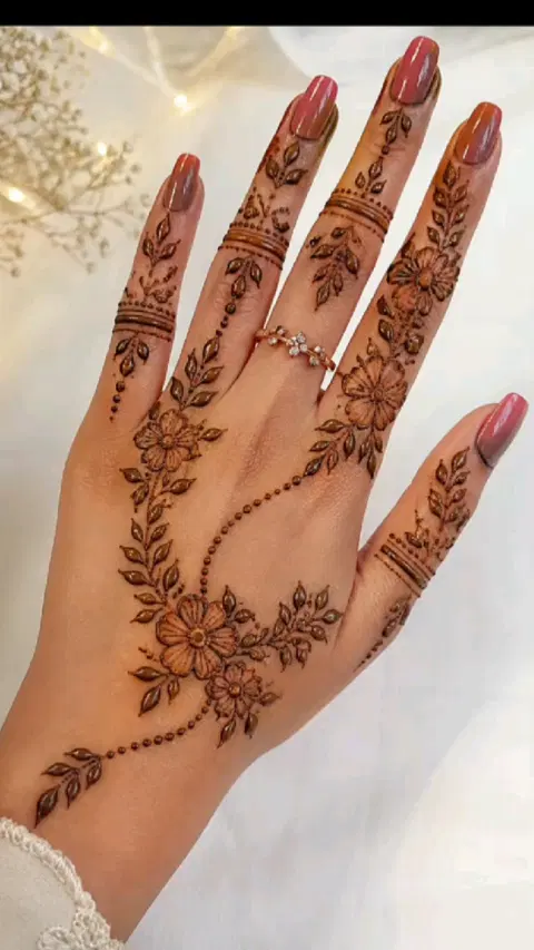 aesthetic arabic bel finger mehndi design