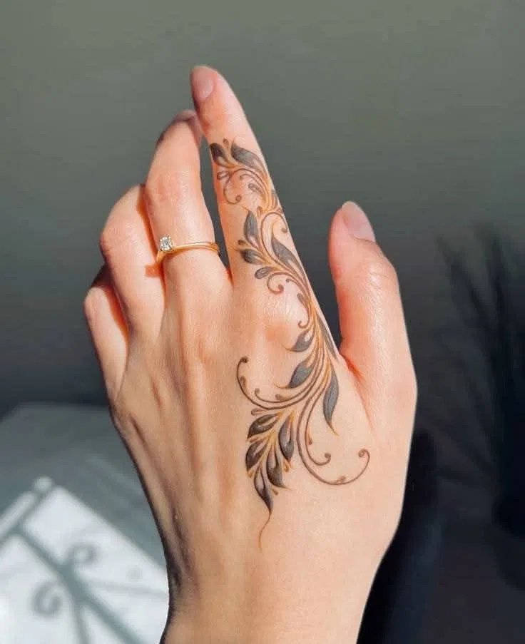 Arabic Indian Back Hand Mehndi Design with Flowers and Hidden Name