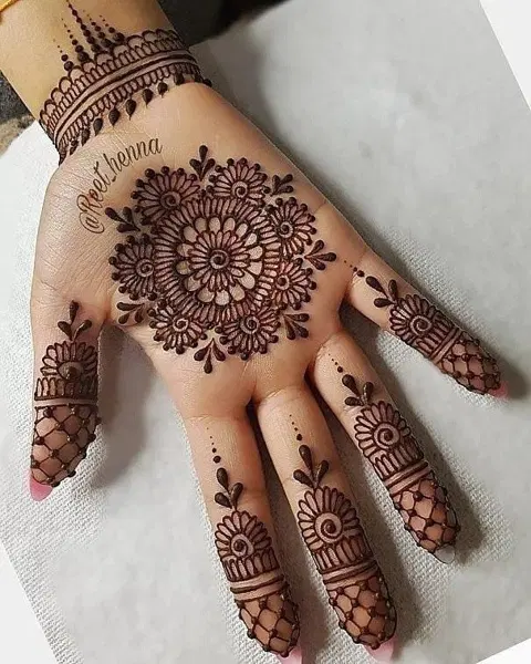 arabic bridal circle back hand mehndi design