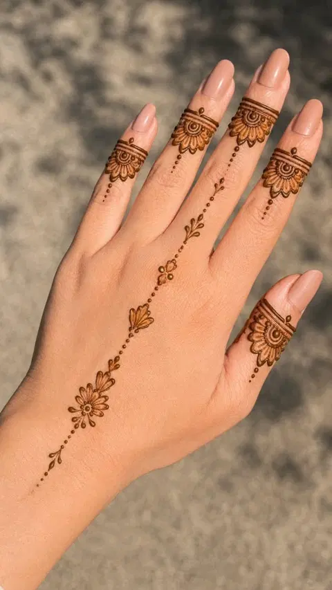 aesthetic arabic flower back hand mehndi design