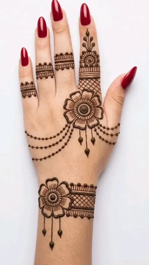aesthetic arabic bel arm mehndi design