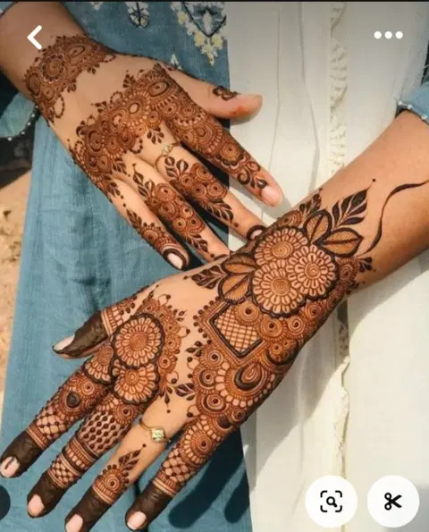aesthetic arabic flower back hand mehndi design